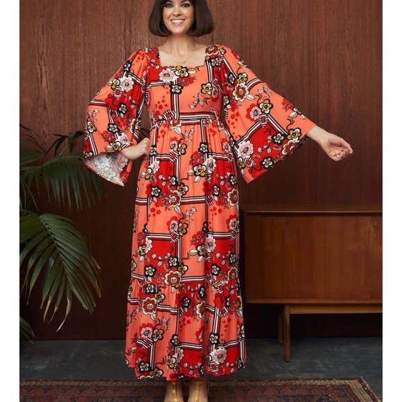 Joanie x Dawn O’Porter “Gimlet” Maxi Dress Retro 70s Red Carpet Floral NWT US 6 - Picture 3 of 8